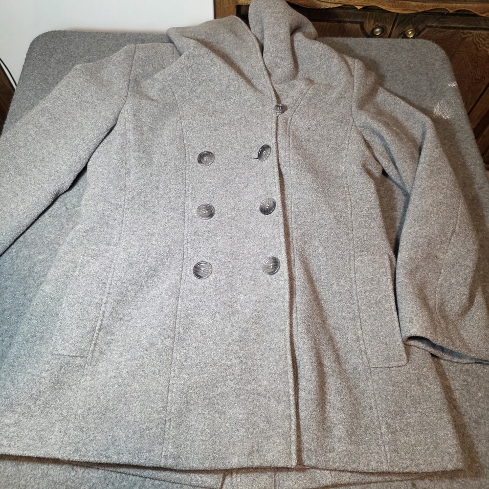 Calvin Klein Women's Size 10 Wool Blend Hooded Pea Coat G2